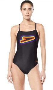 Speedo Women's Swimsuit One Piece PowerFlex Flyback Printed Adult Size 26 - Picture 1 of 5