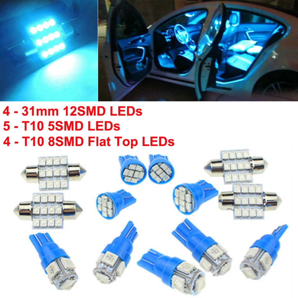 13x Car Interior LED Lights For Dome License Plate Lamp 12V Car Accessories Kit — 第 1/4 张图片