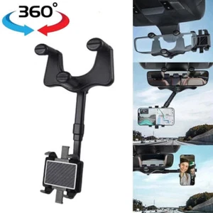 Supporto Cellulare Auto 360° Girevole E Retrattile Specchio Retrovisore Multifunzione - Foto 1 di 12