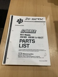 Libro de lista de piezas ajs stormer 1972 250 410 20-10293 - Imagen 1 de 8