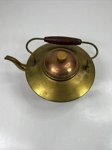 MCM Vintage Kupfer Messing Deckel Kaffeekanne Teekanne Holzgriff Made in Holland - Bild 1 von 10