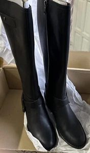 Stivali Ugg neri UK 4,5 legno di pino alti pelle Uggs zip tacco ginocchio regalo £249 - Foto 1 di 7