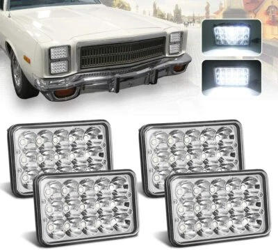4pcs 4x6" LED Headlight Sealed Hi/Lo Beam H6451 H6456 For Chevy K10 K20 K30 - Image 1 of 4