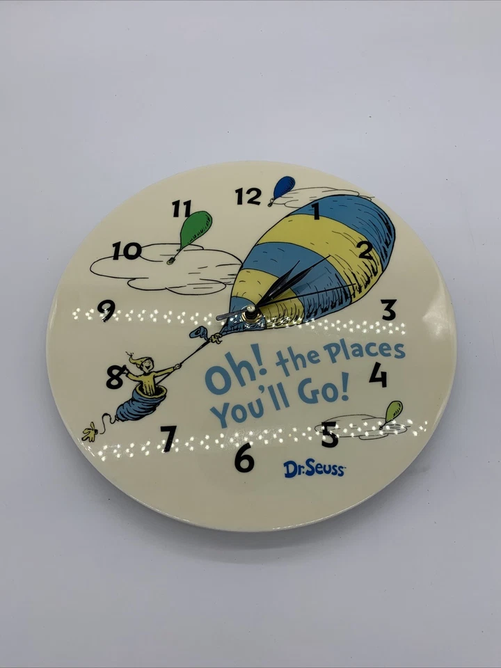 Dr. Seuss " OH! the places you'll go! " wall hanging clock kids room unisex 11" - Image 1 of 4