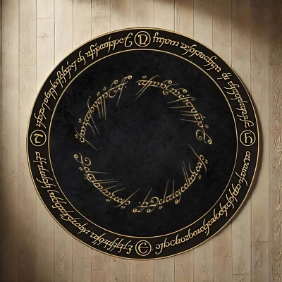 Lord Of The Rings Rug, Elvish Script Decor, Fantasy Round Rug, Middle Earth Rug - Image 1 of 4