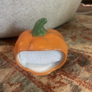 Halloween Fall Pumpkin Orange Ceramic Kitchen Sponge Scrubby Holder NEW ~4” - Picture 1 of 4