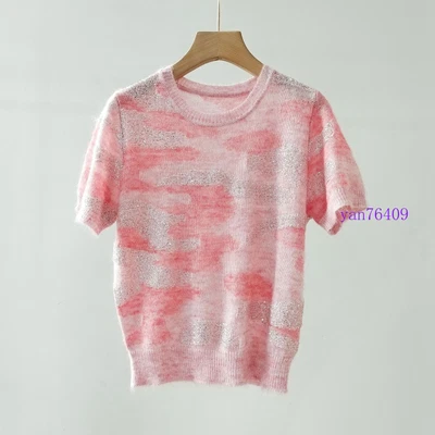 Brunello Cucinelli Womens Sequin Cardigan Short Sleeve Round Neck Pullover Top - Image 1 of 4