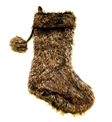 Medias de Navidad marrón/negro imitación piel con lazo colgador cabina rústica 20" Foto 1 de 4