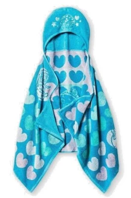 Shopkins Bath Towel For Girls Toddlers Hooded Little Girl Wrap Hearts Fun Blue - Image 1 of 4