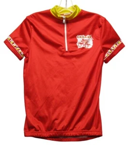 Vintage Decathlon Red Yellow Racing Cycling Bike Jersey Men's XS - Picture 1 of 4