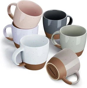 Morandi Color Ceramic Coffee Mugs Set of 6 (Large),18 oz Cups with... - Picture 1 of 7