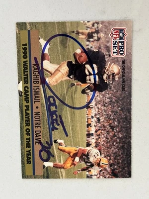 Raghib "Rocket" Ismail signed auto 1991 Pro Set football card Notre Dame Heisman - Image 1 of 2