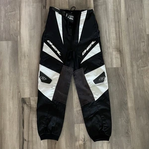 O’Neal Racing Pants Youth Size 28 Black Grey White Padded Hip Front - Picture 1 of 9