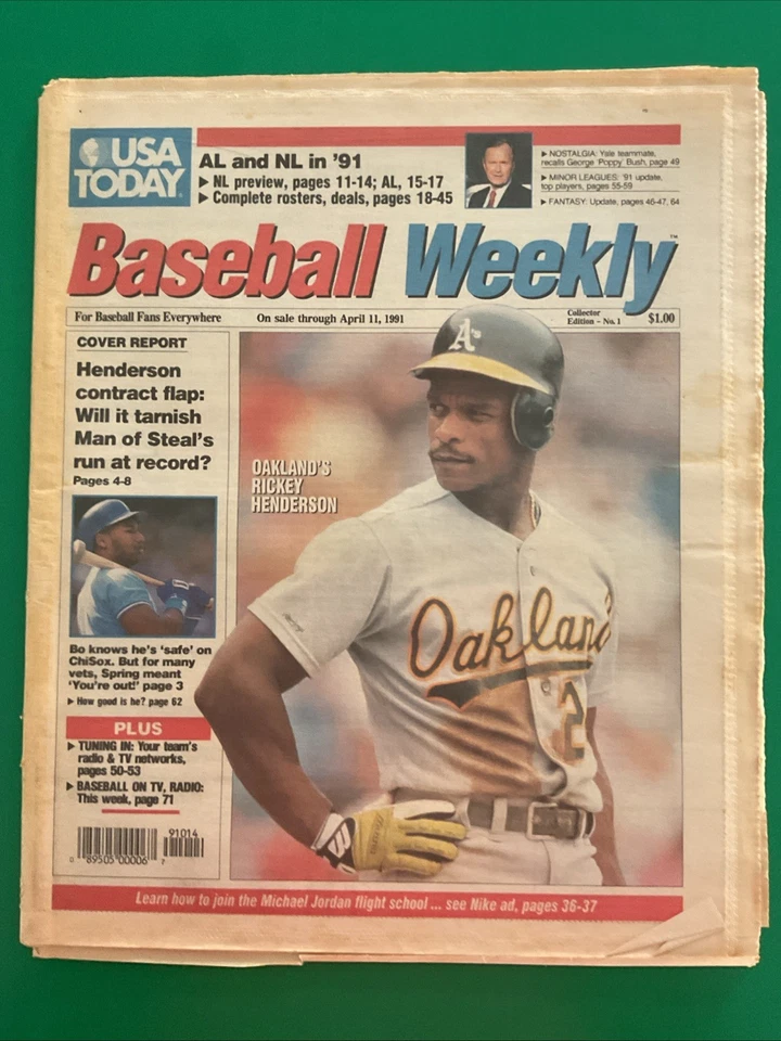 Baseball Weekly - April 11, 1991 - Rickey Henderson - Oakland As - Image 1 of 1