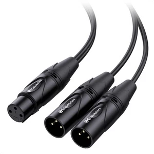 Balanced XLR Splitter Cable - 1.5ft / 0.5m, XLR Y Cable 2 Male to 1 Female - Picture 1 of 7
