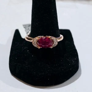 Eterno Rose Gold Bella Luce Remy Cut Lab Ruby and White CZ NWT Size 10 - Picture 1 of 4