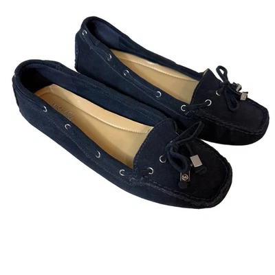 Mocasines Michael Kors para mujer talla 7M azul ámbar gamuza logotipo MK informales cómodos Foto 1 de 4