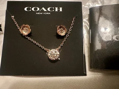 Juego de collar y pendientes Coach Open Circle Tea Rose nuevo Foto 1 de 2
