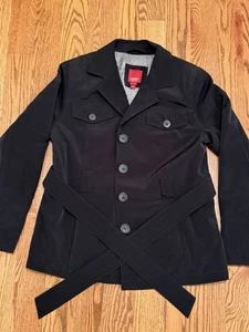 Esprit Outerwear Damen schwarz Langarm Knopfleiste Gürtel Jacke Mantel Large - Bild 1 von 9