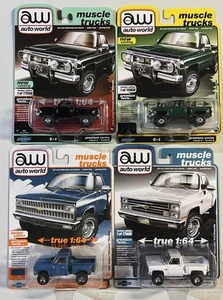 NUEVO 2024 AutoWorld 80 &81 Chevy Deluxe Stepside NEGRO, VERDE, AZUL Y BLANCO LOTE 4 - Imagen 1 de 2