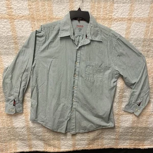 Camisa Izod Para Hombre Grande Verde Blanco Rayas Manga Larga Con Botones - Imagen 1 de 13