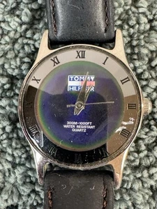 Orologio Vintage Tommy Hilfiger Donna Quadrante Nero Umore Pelle Quarzo Batteria Nuova - Foto 1 di 4