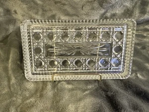 Vintage Indiana Glass Royal Brighton Windsor Clear Relish Tray Dish Cane Button - Picture 1 of 5