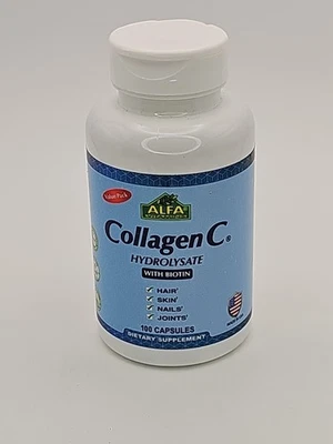 Hidrolizado de colágeno C alfa vitaminas con biotina 100 cápsulas cabello piel uñas articulaciones Foto 1 de 2