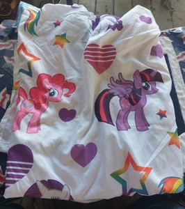 My Little Pony Full Flat Sheet 2014 Bright Pink Blue Colors EUC - Picture 1 of 7
