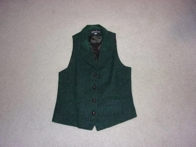 Chaleco George A Ltd Verde Pequeño 100% Lana Vintage Foto 1 de 4