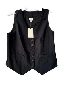 Women’s A New Day Tailored Layering Button Down Vest Black Size Small - Picture 1 of 2