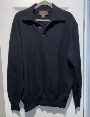 Johnston and Murphy  2 Ply Cashmere Sweater Men's Size M Black Long Sleeve - Image 1 of 4