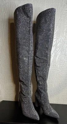 Carvela Pewter Otk Rhinestone Boot Sz 8.5  - Image 1 of 4