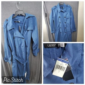 Ralph Lauren Featherweight Twill Trench Coat Indigo Blue Size 4 NWT - Picture 1 of 10