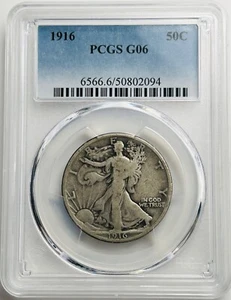 1916 P Walking Liberty Half Dollar PCGS G6 (PCGS Pop 107) - Picture 1 of 8