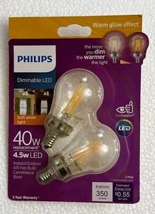 Philips 40W Indoor/Outdoor Fan Clear A15 LED Light Bulb Candelabra Base Dimmable - Picture 1 of 2