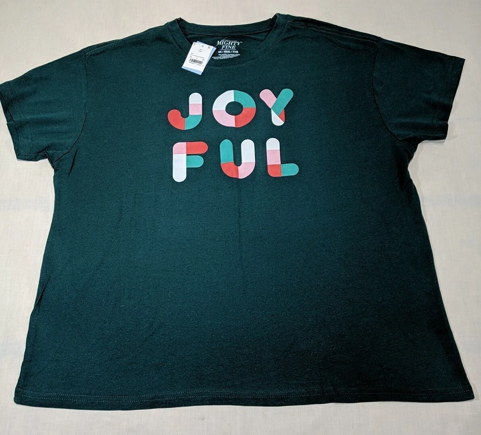 Camiseta MIGHTY FINE Niñas Verde Cuello Redondo Manga Corta Vacaciones Gráfico Talla 2X Nueva con Etiquetas Foto 1 de 4