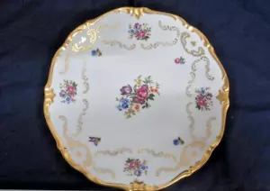 Reichenbach Germany Dresden Spray FLOWERS Scroll Gold Plate Diameter 11 From JP - Picture 1 of 10