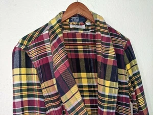 VINTAGE RARE POLO Ralph Lauren Tartan Check Burgundy S Flannel Robe - Bild 1 von 9
