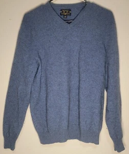 Club Room Blue V-Neck 100% Cashmere Sweater Mens Size M - Picture 1 of 5