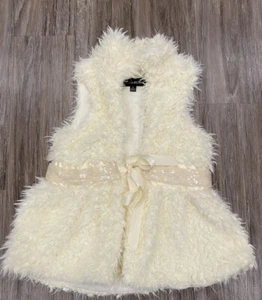 Isobella & Chloe Soft And Fuzzy Vest With Sequin Tie Size 10 EUC - Picture 1 of 5