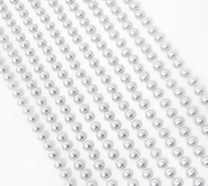 800 SELBSTKLEBENDE RUNDE SILBERPERLEN ZUM AUFKLEBEN VERZIERUNG 6 MM FLACHE RÜCKSEITE - Bild 1 von 1
