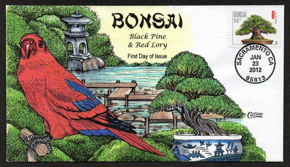 USA, SCOTT # 4619, COLLINS FDC COVER OF 2012 BOSAI TEES, BLACK PINE & RED GLORY - Image 1 of 1