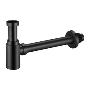 Siphon Röhrensiphon Waschbecken Design Messing/Edelstahl Schwarz matt 1 1/4" - Bild 1 von 2