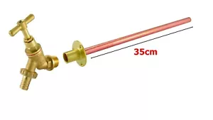1/2" Outdoor Garten Messing Latz Wasserhahn mit durchgehender Wandplatte Adapter 35cm *SCHNELLE LIEFERUNG - Bild 1 von 4
