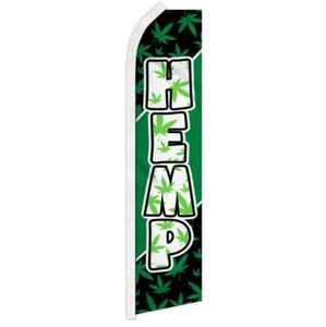 Hemp Swooper Flutter Feather Advertising Hemp Dispensary Store Banner Flag - Picture 1 of 6