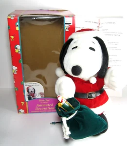Peanuts SNOOPY Santa CLAUS  Best Animation Motion Plush In Christmas Light 1998 - Picture 1 of 11