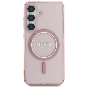 Custodia Guess Samsung S25 cover MagSafe Circle logo classico rosa - Foto 1 di 7