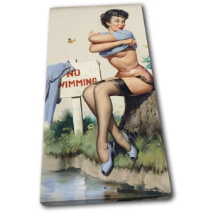 Vintage Girl Poster Sexy Retro Pin-ups SINGLE CANVAS WALL ART Picture Print - Picture 1 of 1