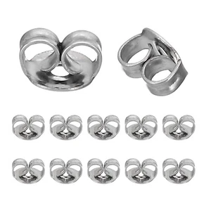 12 Pcs Earring Backs, Titanium Earring Back Replacement, Silver (5 x 4.5mm) - Imagen 1 de 5